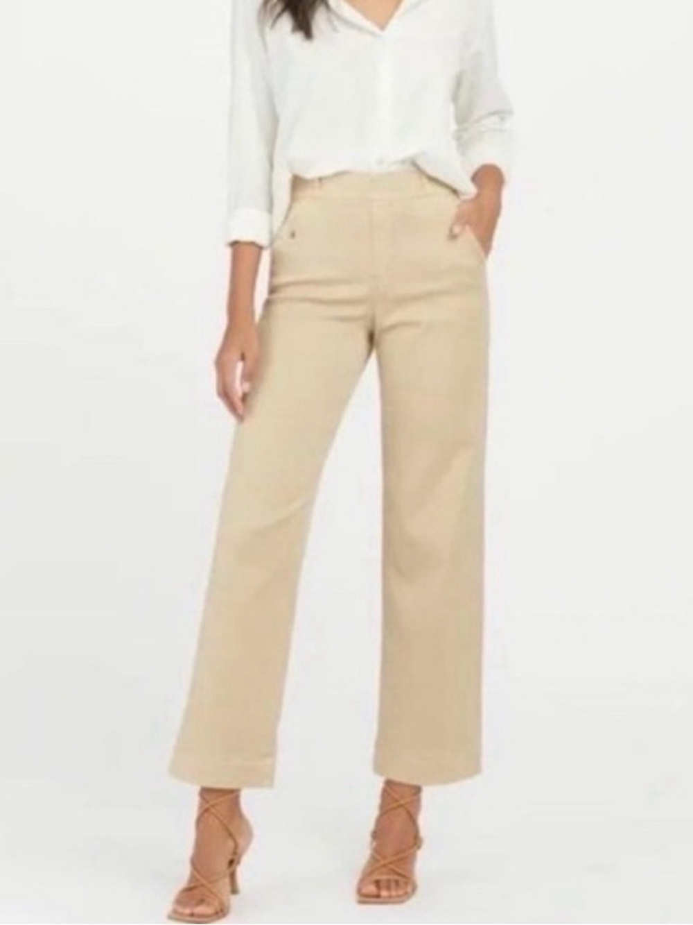 High-Rise Wide Leg Beige Pants